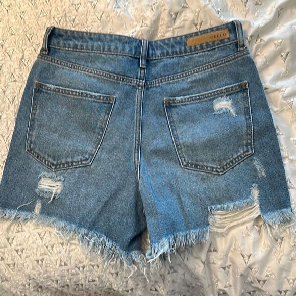 Cello high waist frayed Distressed Denim Cutoff Shorts sz medium - Picture 6 of 9